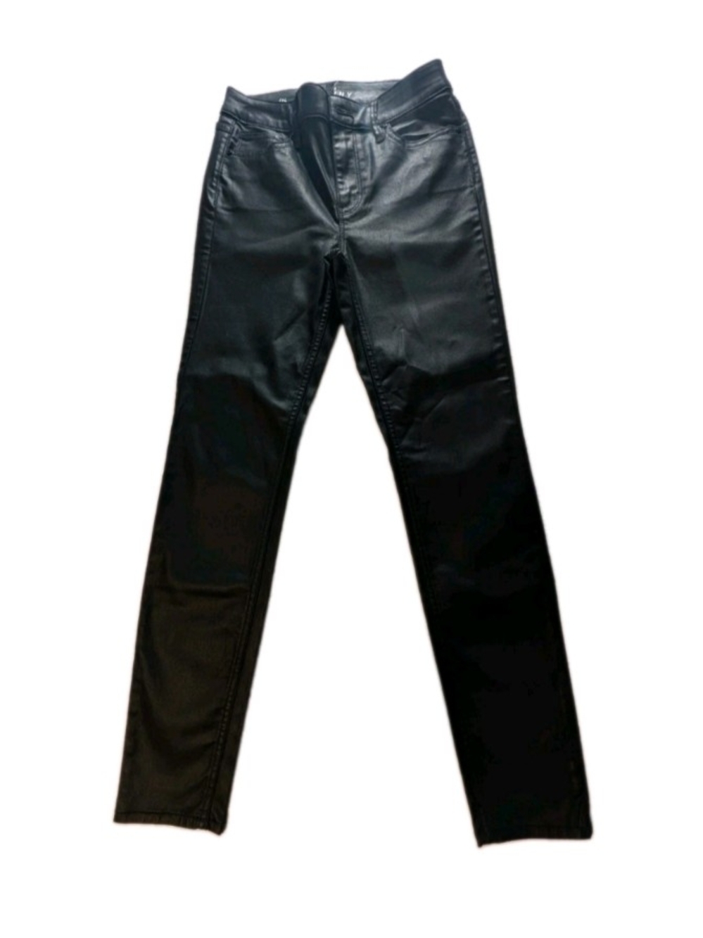 NWT White House Black Market Sz OS Blk Coated Faux Lthr High Rise Skinny Jeans